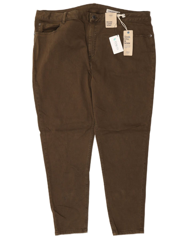 Jeans Marks & Spencer feminino de cintura média super skinny Reino Unido 22 3XL W42 L28 marrom