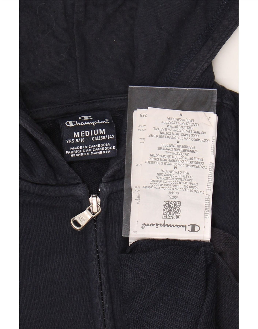 CHAMPION Suéter masculino com capuz e zíper gráfico 9-10 anos médio azul marinho