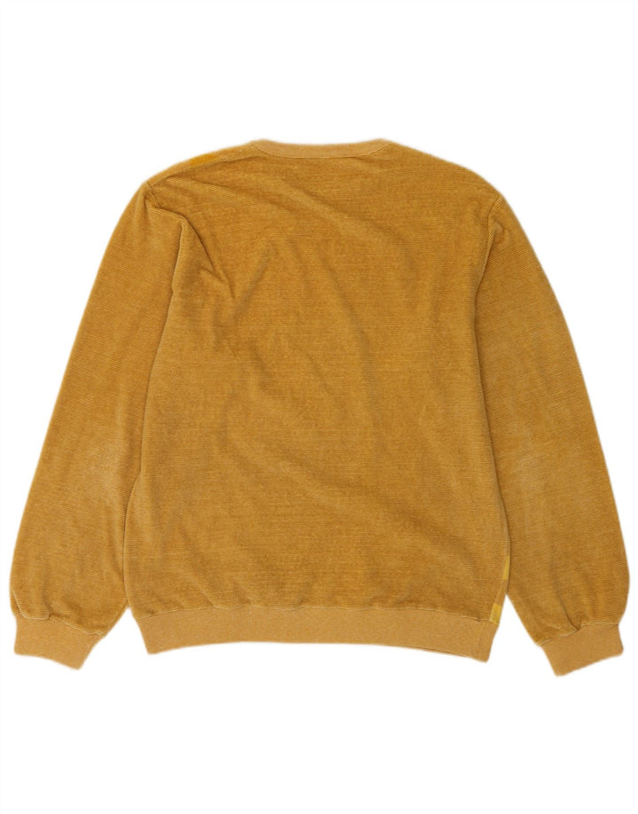 Suéter vintage masculino com gola redonda, algodão listrado marrom médio