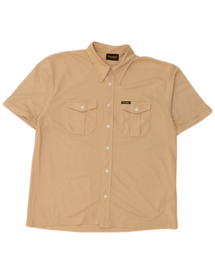 Wrangler Camisa masculina de manga curta grande poliéster bege