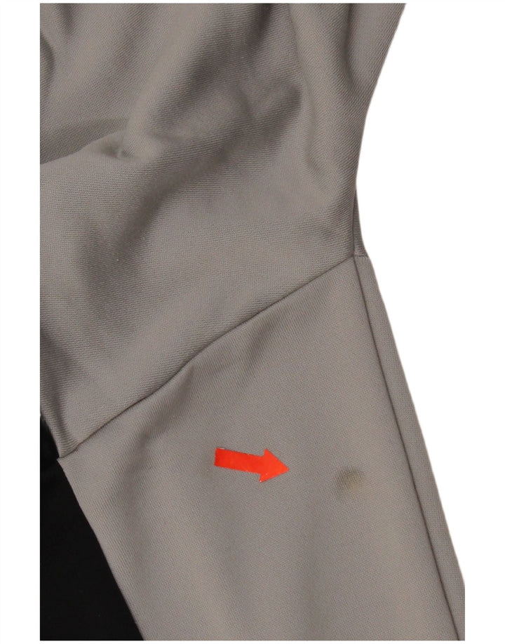Adidas masculino zip moletom com capuz pequeno cinza colorblock poliéster