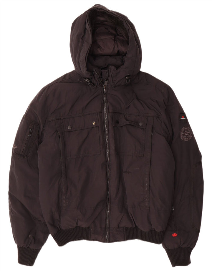 Jaqueta masculina acolchoada com capuz Canadiens IT 50 grande nylon preto