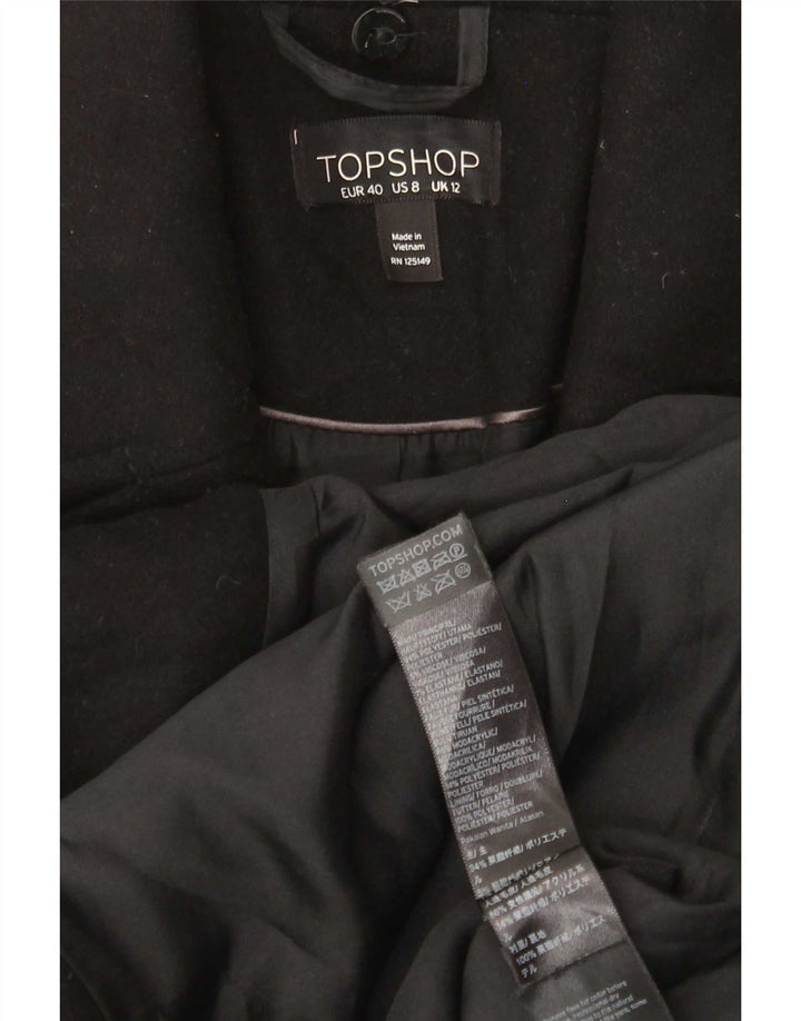Sobretudo feminino Topshop UK 12 poliéster preto médio