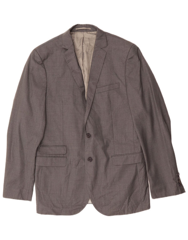 Jaqueta blazer masculina de 2 botões Slim Fit da French Connection IT 52 XL lã cinza
