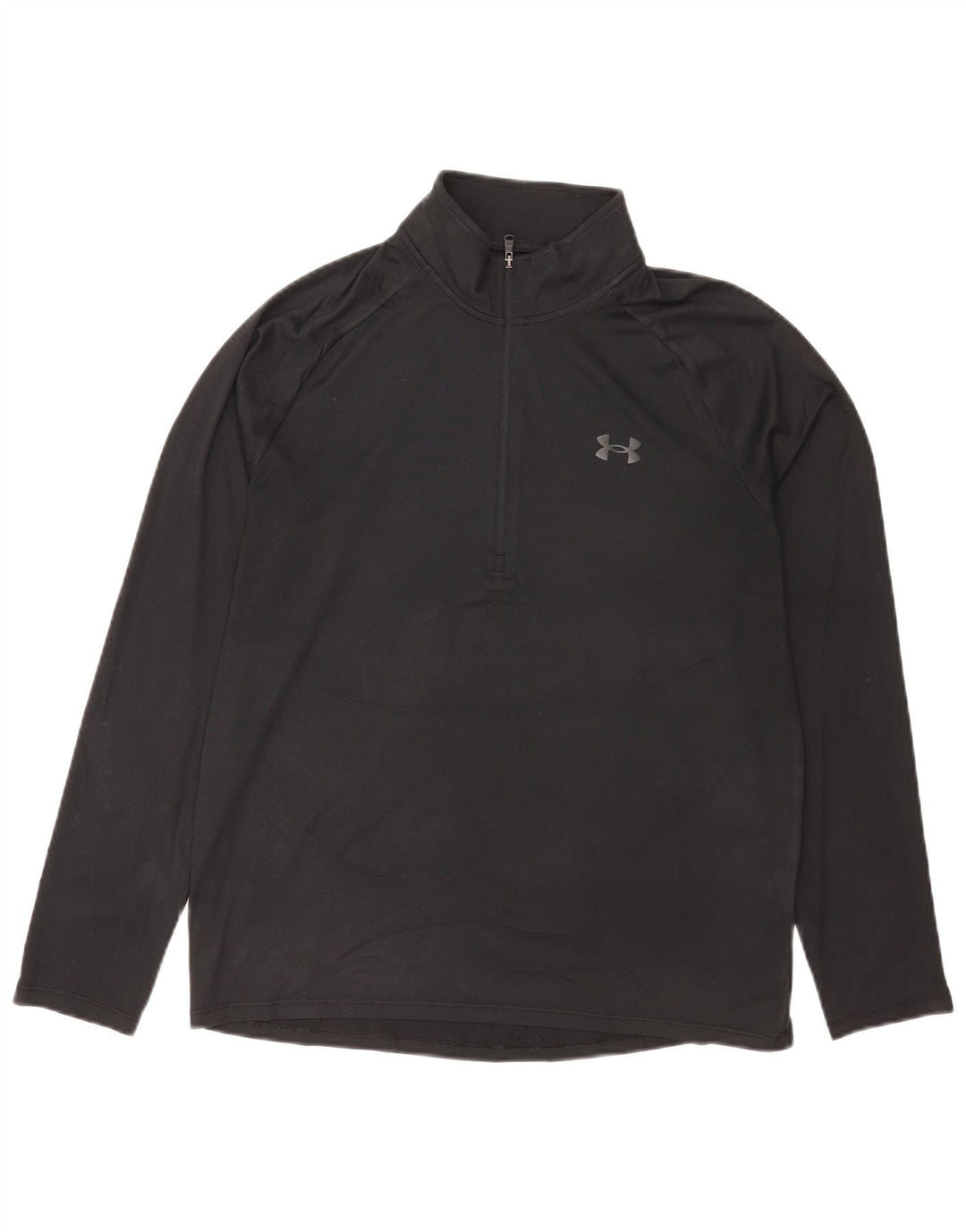Under Armour Mens Zip Neck Pulôver Treino Top Médio Preto