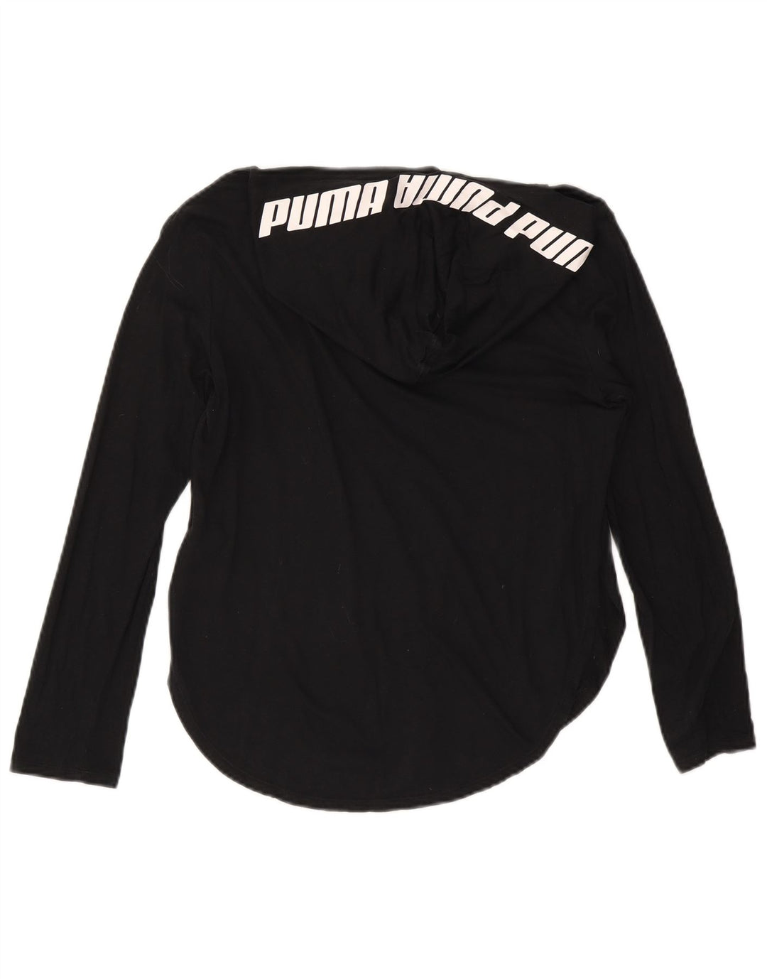 Top gráfico feminino com capuz PUMA manga comprida Reino Unido 10 pequeno algodão preto