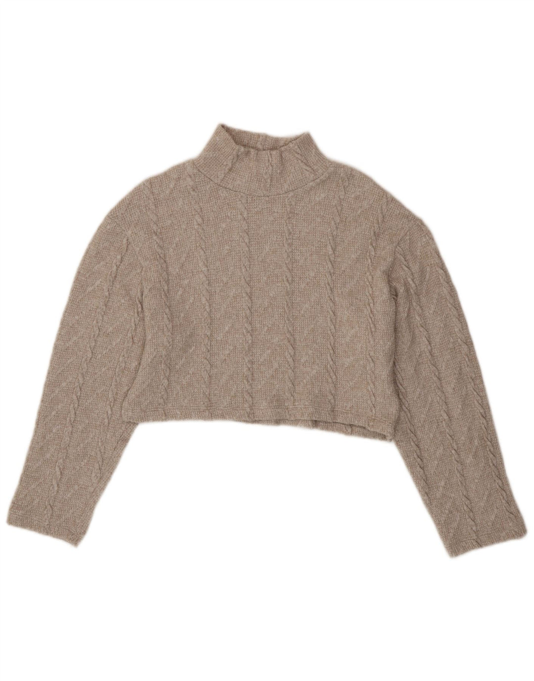Zara Suéter feminino com gola tartaruga e gola alta, Reino Unido 14, médio, bege, poliéster