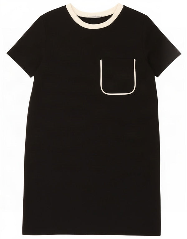 Vestido feminino Trafaluc da Zara Reino Unido 12 algodão colorblock preto médio