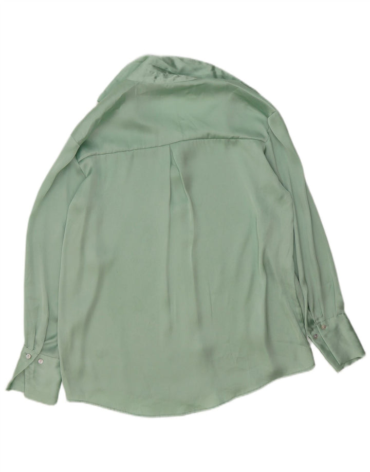 Blusa camisa oversized feminina Zara Reino Unido 6 XS verde poliéster