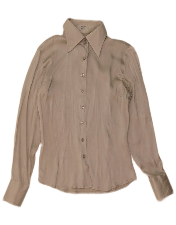 Blusa Camisa Feminina Vintage UK 10 Pequena Cinza