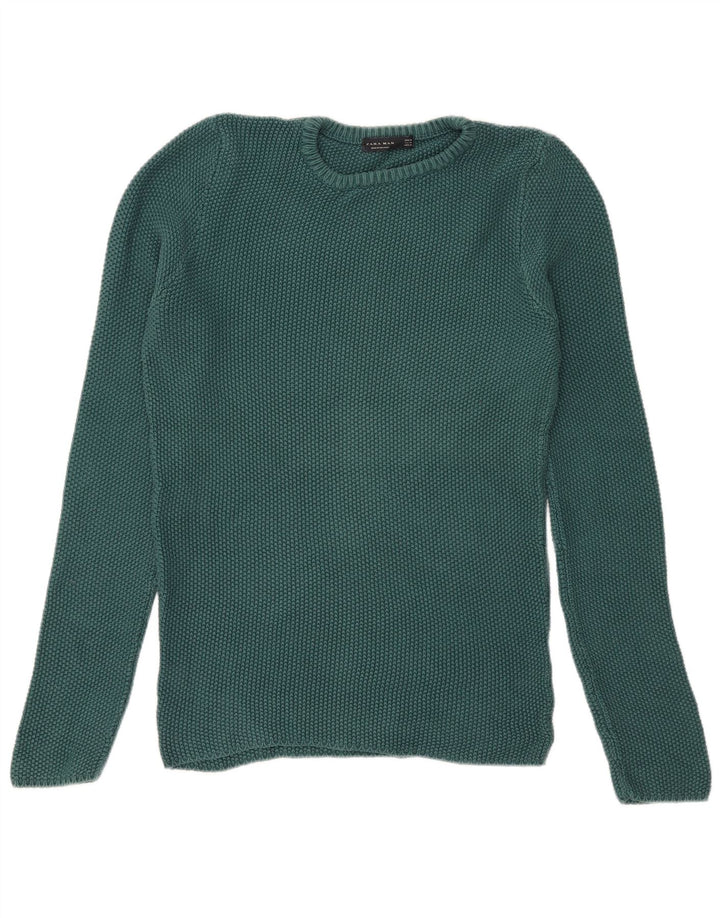 Zara Suéter masculino com gola redonda verde médio