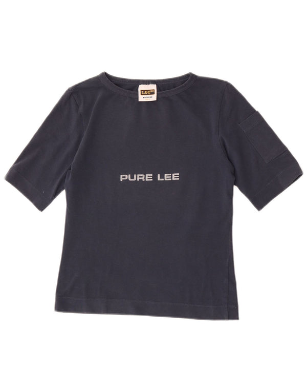 Lee Camiseta Feminina Crop Graphic Top Reino Unido 14 Grande Azul Marinho