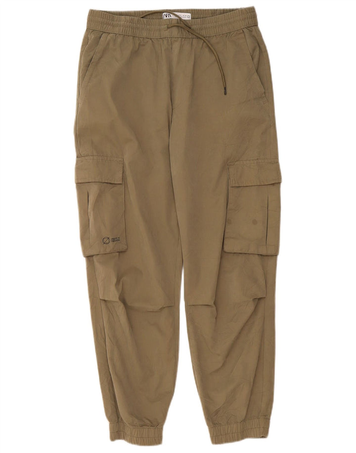 Calça jogger feminina Zara Cargo pequena W30 L25 cáqui