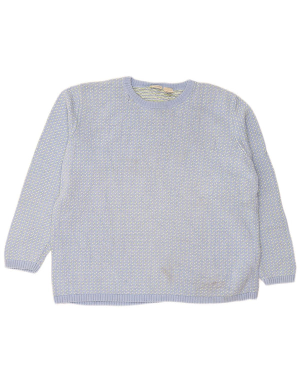 L.L.Bean Suéter feminino com gola canoa Reino Unido 18 XL algodão manchado azul