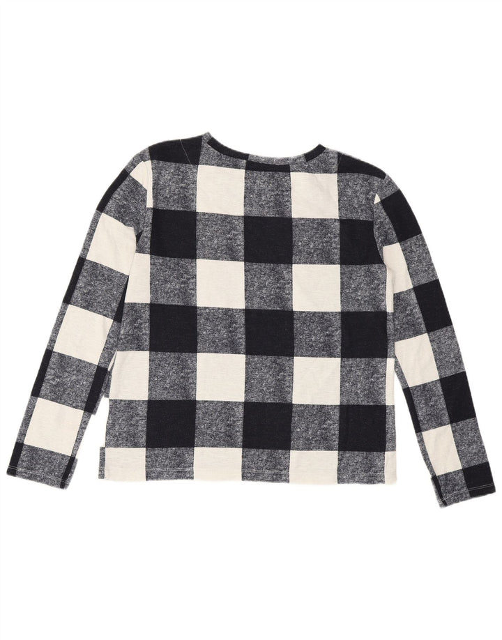 Top feminino Marks & Spencer manga comprida UK 8 pequeno poliéster azul marinho