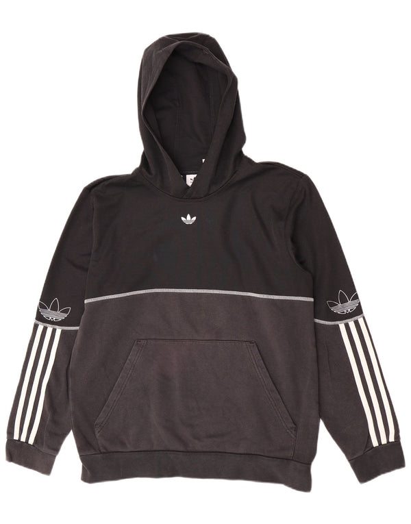 Suéter com capuz gráfico Adidas Boys 15-16 anos preto colorblock algodão