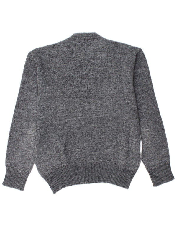 Suéter masculino vintage com decote em V IT 48 cinza médio Argyle/lã diamante