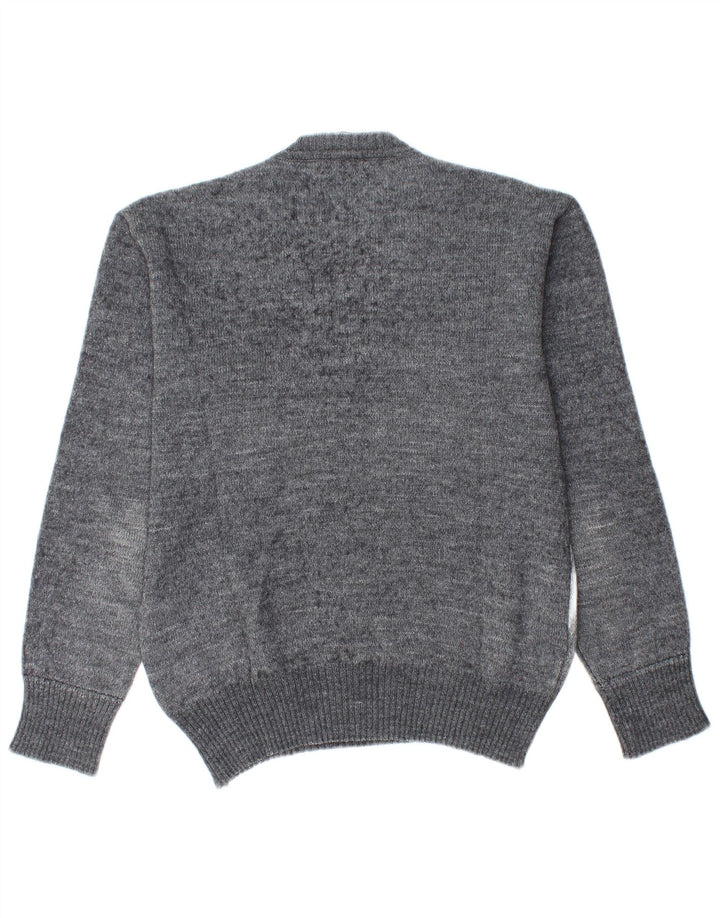 Suéter masculino vintage com decote em V IT 48 cinza médio Argyle/lã diamante