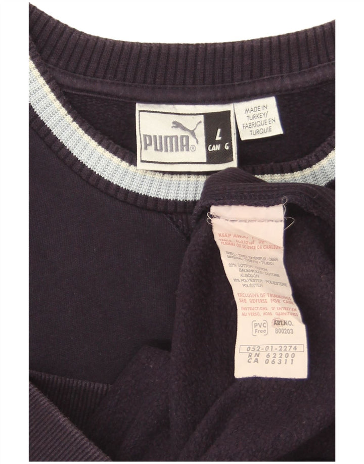 Puma moletom masculino gráfico jumper grande algodão azul marinho