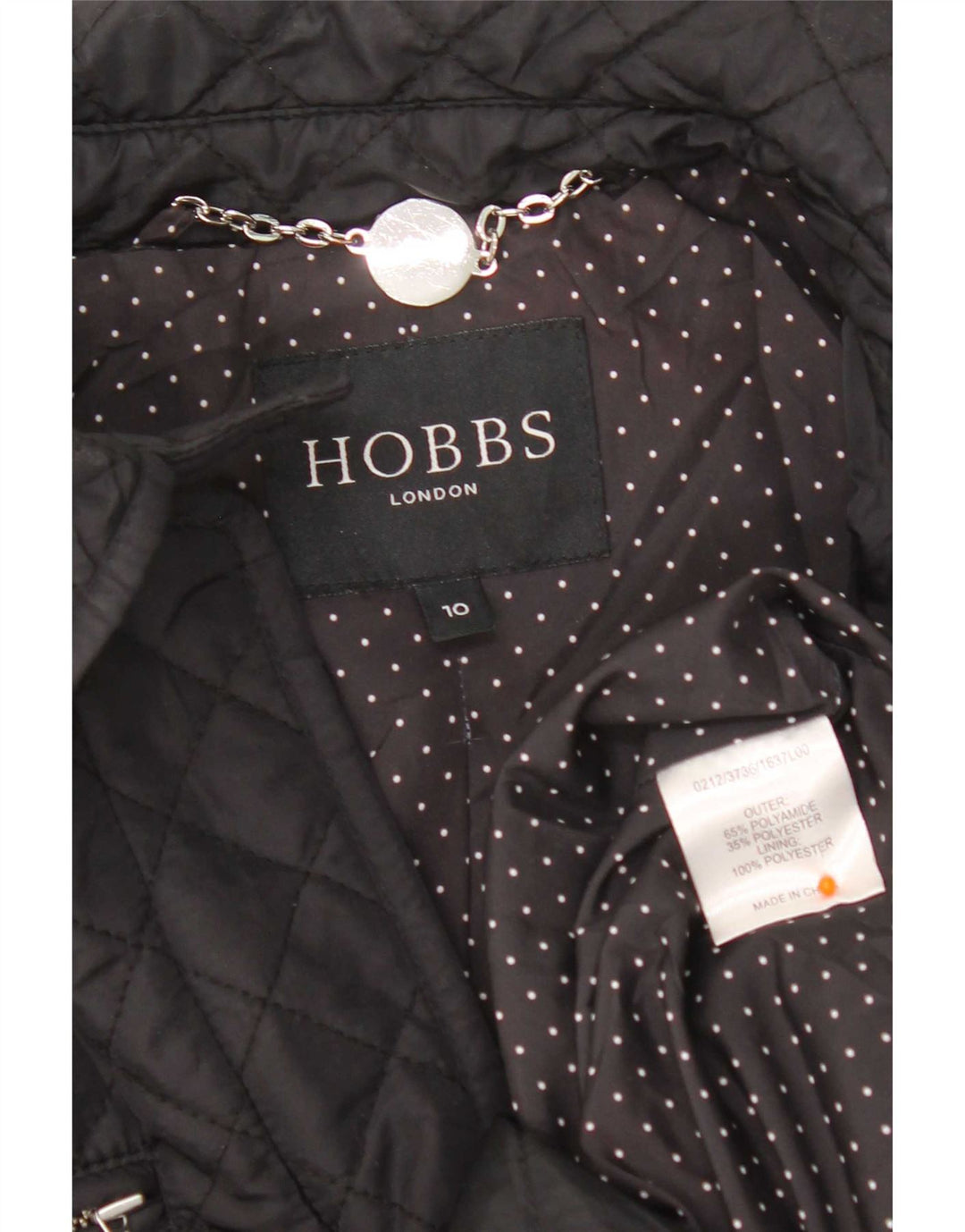 Casaco corta-vento feminino acolchoado Hobbs UK 10 pequeno nylon preto