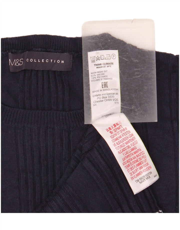Suéter feminino MARKS & SPENCER com gola redonda Reino Unido 14 grande azul marinho