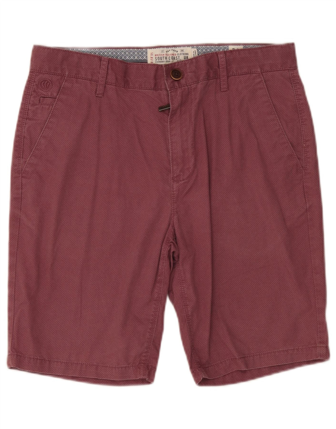 Fat Face Masculino Abstrato Padrão Chino Shorts W32 Médio Algodão Borgonha
