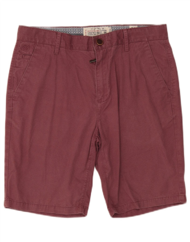 Fat Face Masculino Abstrato Padrão Chino Shorts W32 Médio Algodão Borgonha
