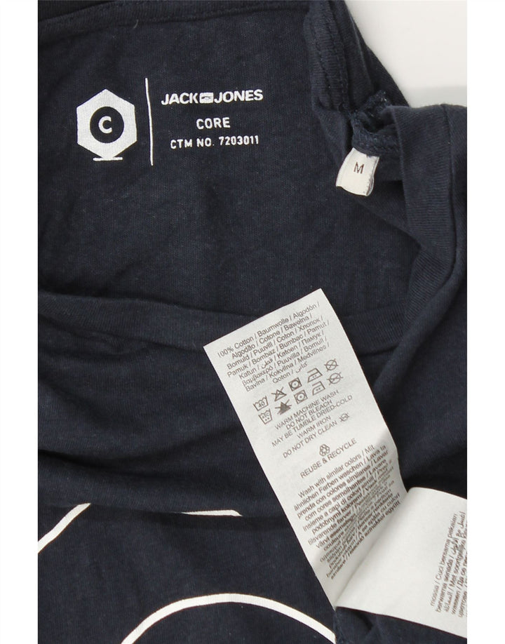 JACK & JONES Camiseta masculina gráfica Top médio algodão azul marinho