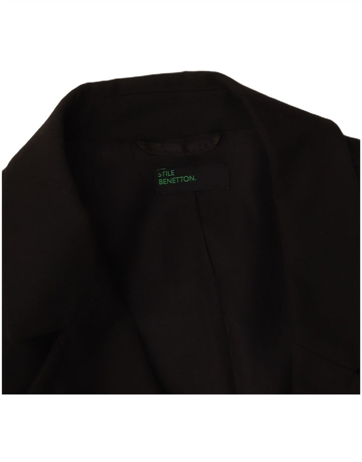 BENETTON Womens 2 Button Blazer Jacket UK 14 Medium Black