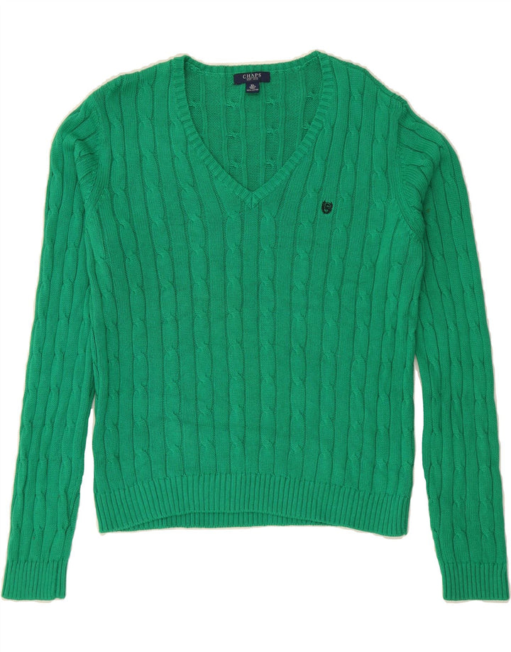 CHAPS Womens V-Neck Jumper Sweater UK 18 XL Green Cotton Vintage Chaps and Second-Hand Chaps from Messina Hembry 
