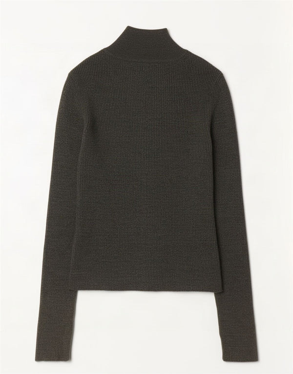 Suéter feminino Zara com gola tartaruga Reino Unido 14 grande cáqui