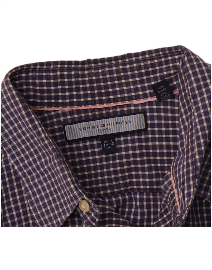 Camisa xadrez masculina TOMMY HILFIGER tamanho 15 1/2 algodão azul marinho médio