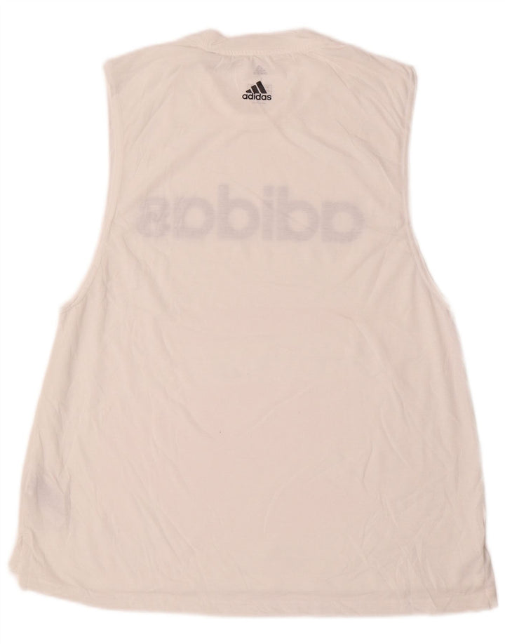 ADIDAS Womens Graphic Vest Top UK 16/18 Grande Branco Poliéster
