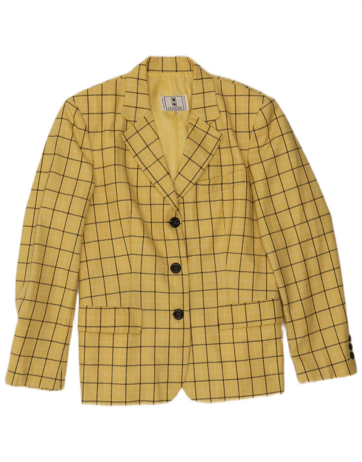 Jaqueta blazer feminina de 3 botões Oliver By Valentino IT 46 xadrez amarelo grande