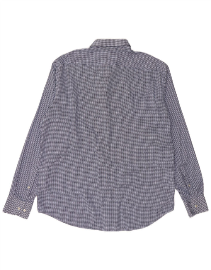 Camisa masculina de ajuste regular HUGO BOSS tamanho 44 17 1/2 XL azul houndstooth algodão