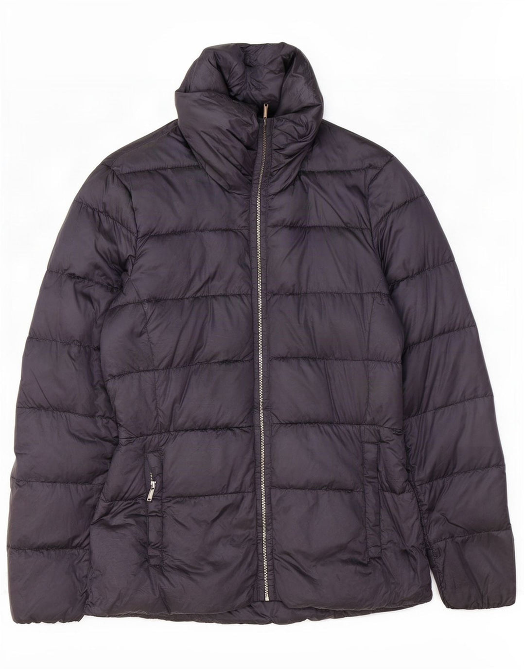 Jaqueta acolchoada feminina Massimo Dutti UK 10 pequena azul marinho nylon