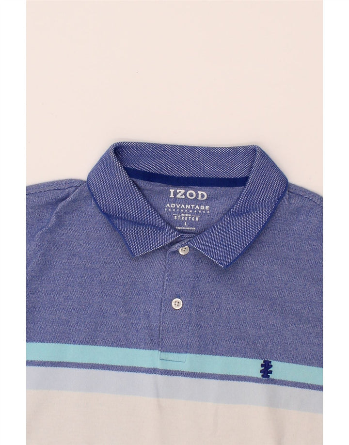 IZOD Mens Polo Shirt Large Blue Colourblock Cotton Vintage Izod and Second-Hand Izod from Messina Hembry 