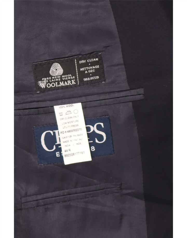 Jaqueta blazer masculina Chaps Regular Fit 1 botão Reino Unido 44 2XL azul marinho nova lã