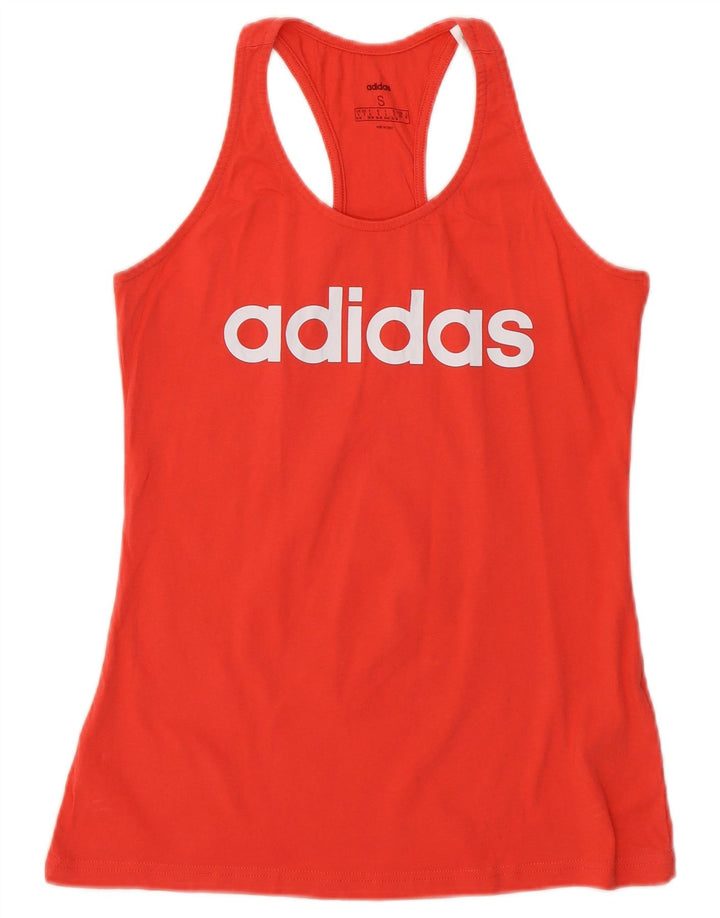 Adidas Womens Graphic Vest Top UK 8/10 Pequeno Algodão Vermelho