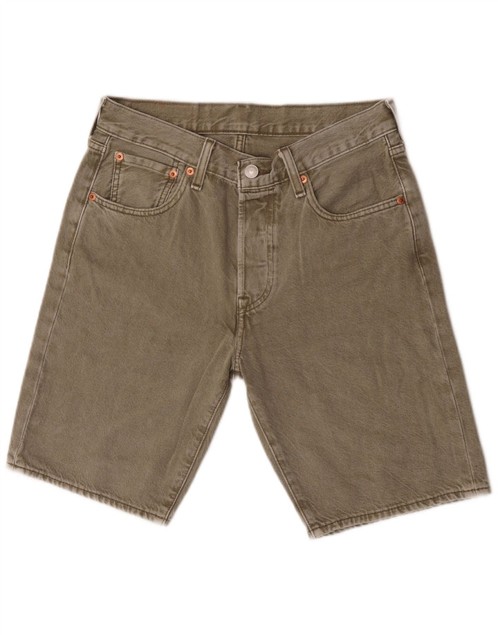Shorts jeans masculino 501 da Levi's W28 pequeno algodão cáqui
