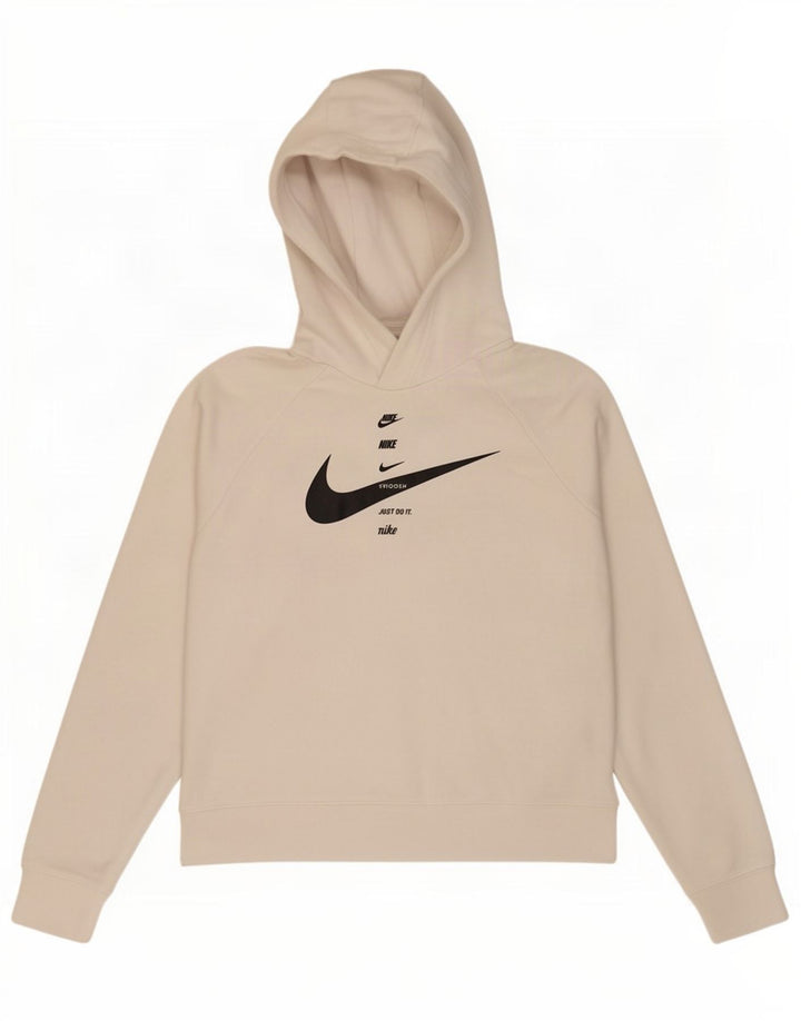 Jumper com capuz Nike feminino gráfico oversized UK 10 pequeno poliéster branco
