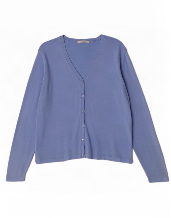 Suéter cardigã feminino Marks & Spencer UK 16 grande acrílico azul