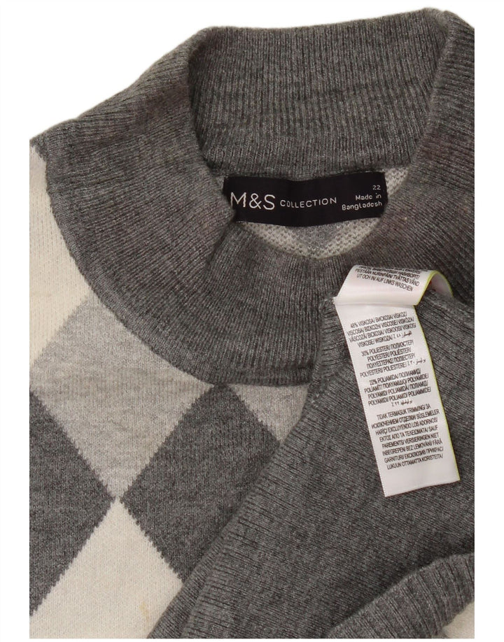 Suéter feminino Marks & Spencer com gola tartaruga Reino Unido 22 3XL cinza