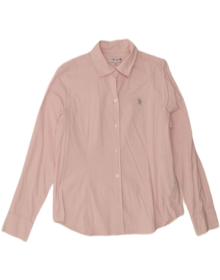 US Polo Assn. Camisa Feminina IT 42 Média Listrada Rosa Algodão