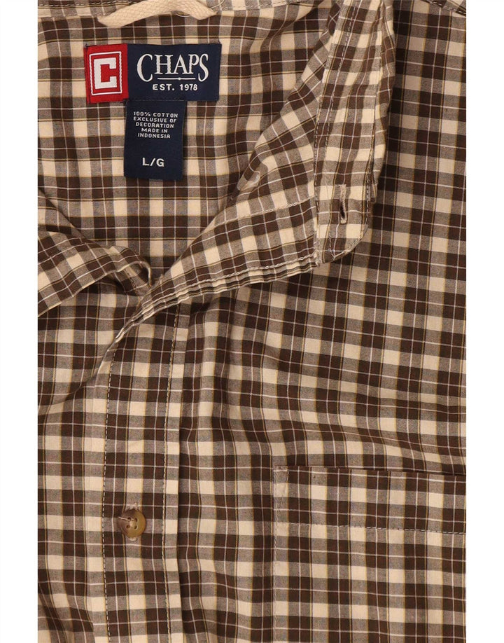 Camisa masculina Chaps grande algodão xadrez marrom