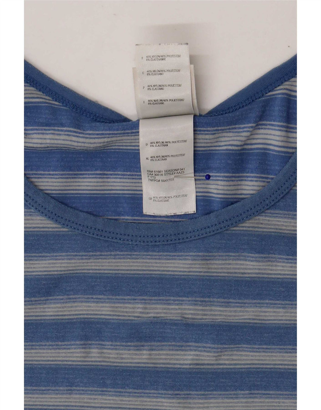Camiseta feminina The North Face UK 16 grande poliéster listrado azul