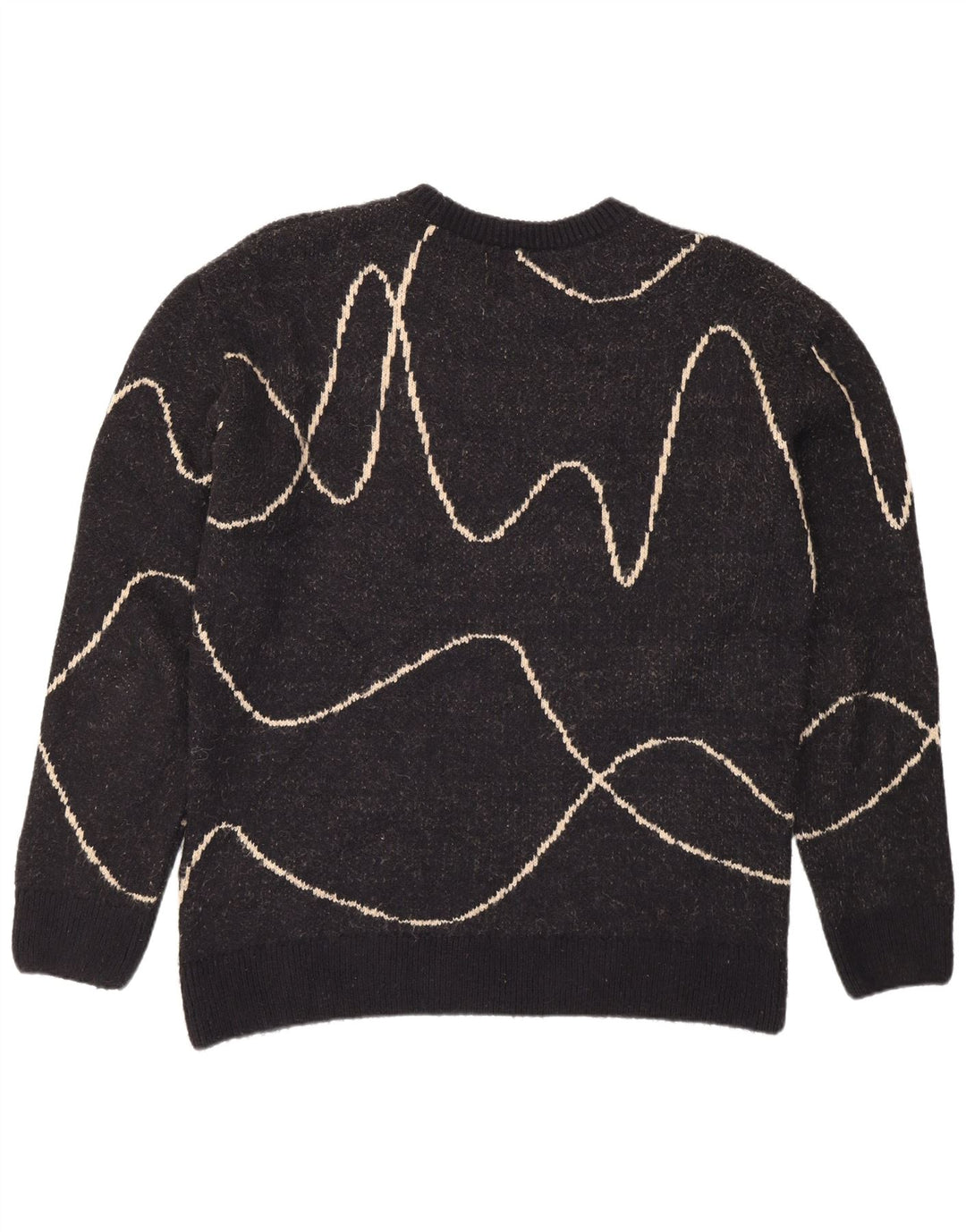 Zara Suéter masculino com gola redonda XL preto listrado