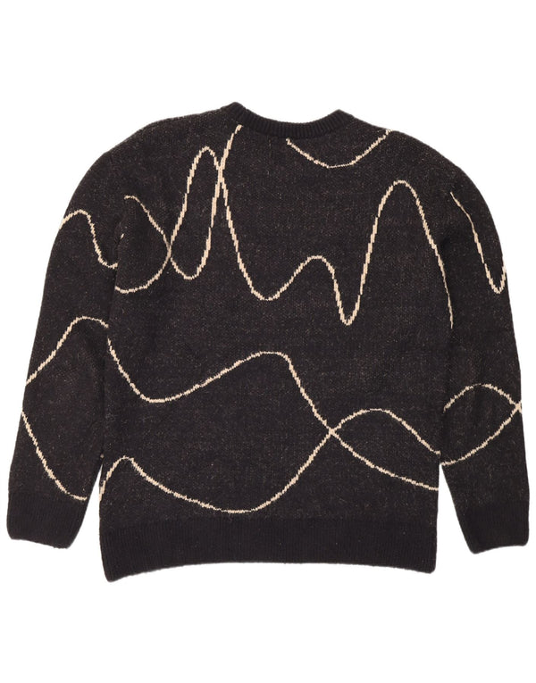 Zara Suéter masculino com gola redonda XL preto listrado