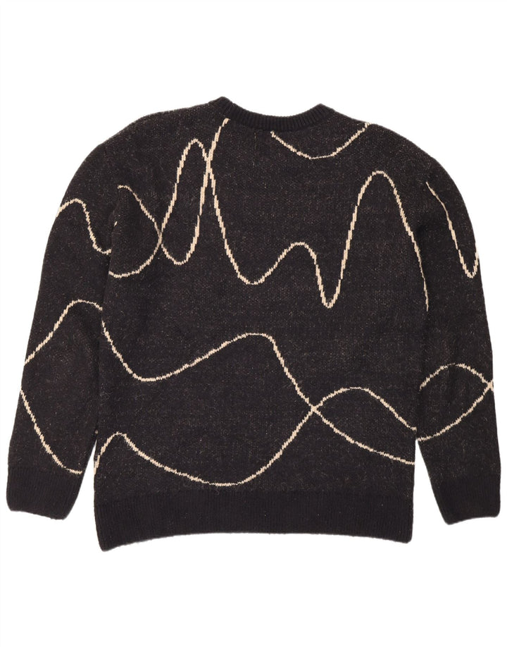 Zara Suéter masculino com gola redonda XL preto listrado