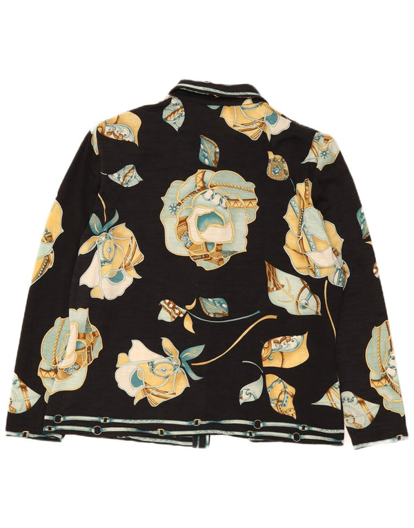 Suéter cardigã feminino Botto IT 50 XL preto floral lã